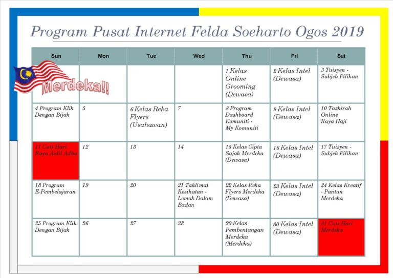 Jadual Ogos 2019