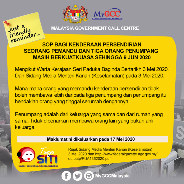 sop kenderaan sendirian
